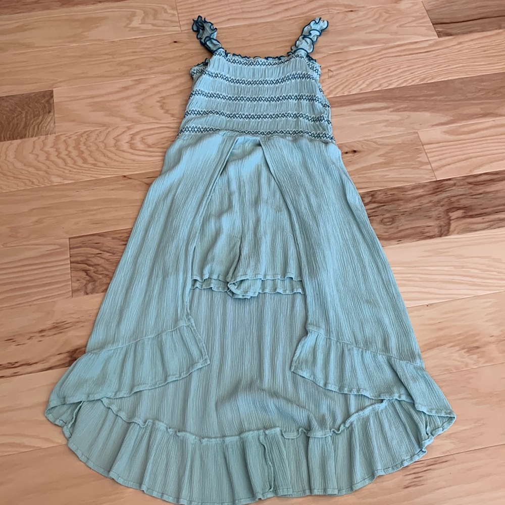 pretty teal romper-dress for girls